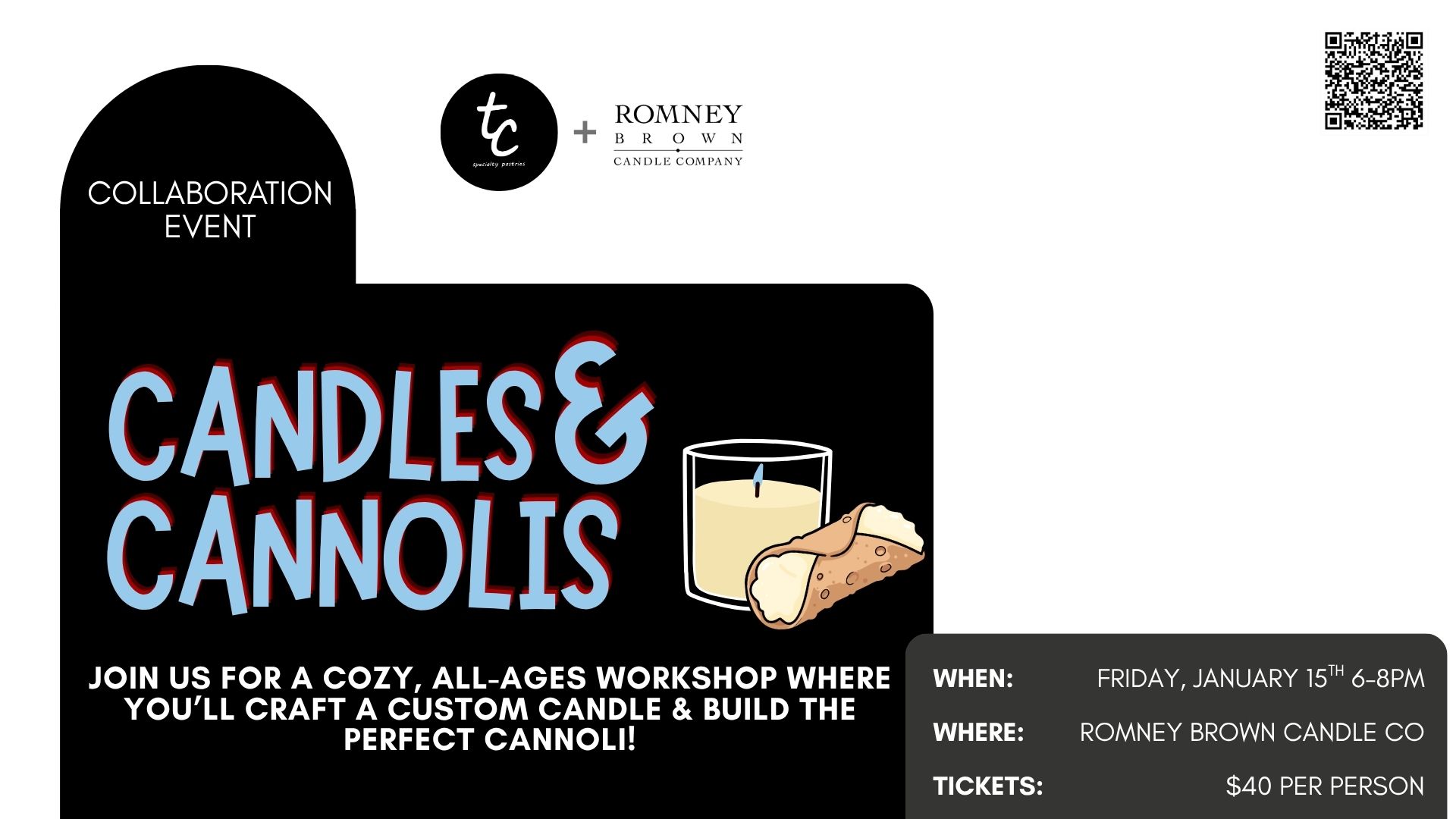 Candles and Cannolis: Winter Edition at Romney Brown Candle Company